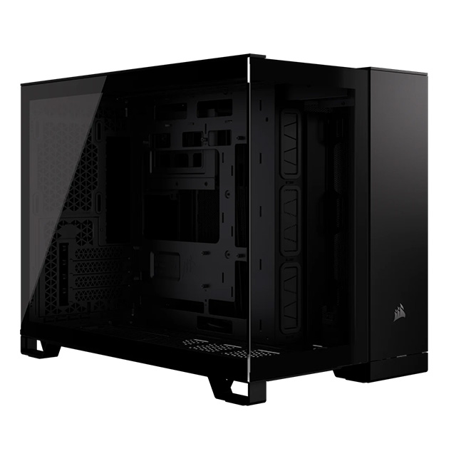 Gabinete Corsair 2500X, Micro-ATX, Cristal Templado Panoramico, Doble Camara, Compatible con BTF, Sin Ventiladores, Negro - CC-9011265-WW