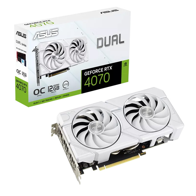 Tarjeta de video Nvidia Asus GeForce RTX 4070 Dual EVO White OC, DLSS 3, Ray tracing, Reflex studio, 12GB GDDR6X - DUAL-RTX4070-O12G-EVO-WHITE