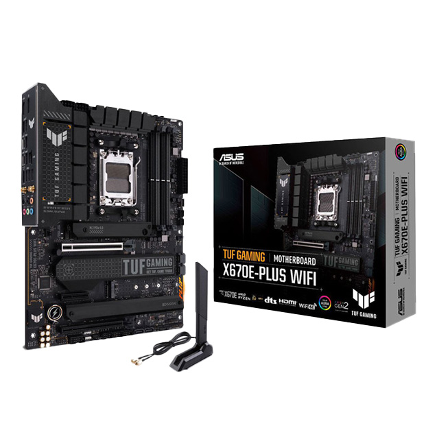 Tarjeta Madre Asus Tuf Gaming X670E-Plus WiFi , ATX, AM5, DDR5 6,400Mhz OC, x4 M.2, WiFi 6, Bluetooth 5.32 - X670E-PLUS-WIFI