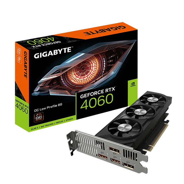 Tarjeta de video Nvidia Gigabyte GeForce RTX 4060 Low Profile OC 8G, DLSS 3, Ray tracing, Reflex, GDDR6 - GV-N4060OC-8GL