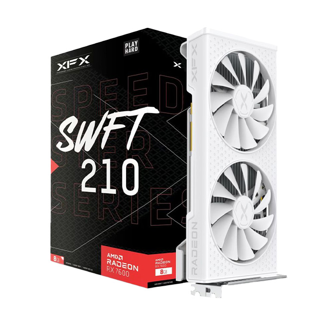 Tarjeta de video AMD Radeon XFX Speedster SWFT 210 RX 7600, 8GB GDDR6, Blanco - RX-76PSWFTWY