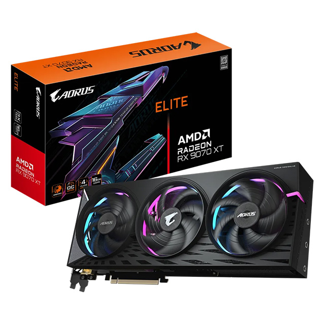 Tarjeta de video AMD Radeon Gigabyte Aorus RX 9070 XT Elite, 16GB GDDR6, Negro - GV-R9070XTAORUS E-16GD