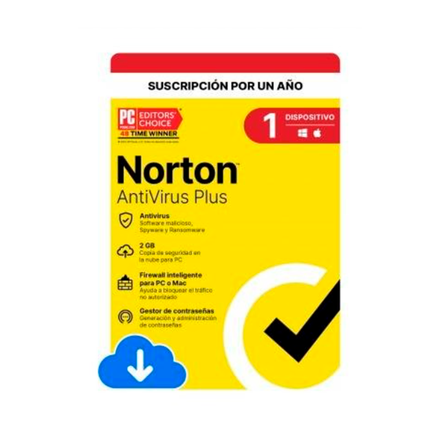 Norton AntiVirus Plus, 1 Dispositivo, Suscripción 12 Meses, Licencia Digital ESD – 21430675