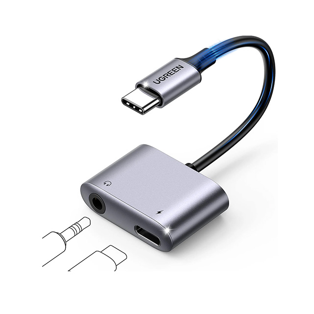 Adaptador UGREEN USB C a Jack 3.5 mm y 60W Cargador Carga Rápida - 60164