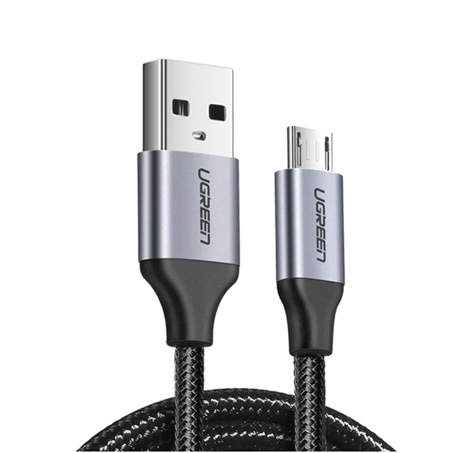 Cable UGREEN USB-A a Micro-USB 1.5m, Carga Rapida, Nylon Negro - 60147