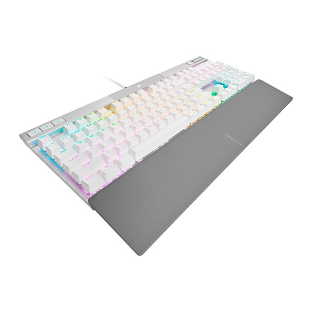 Teclado Corsair K70 Pro con teclas PBT Double Shot Pro, Optico-Mecanico, RGB, Alámbrico, Blanco, Ingles - CH-910951A-NA