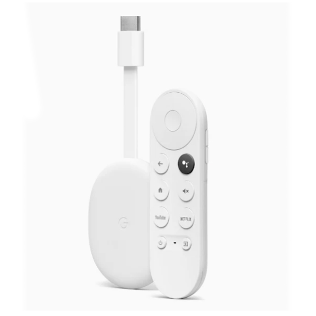 Google Chromecast con Google TV, Dispisitivo de Streaming 4K, Asistente de voz, Blanco - GA01919-US