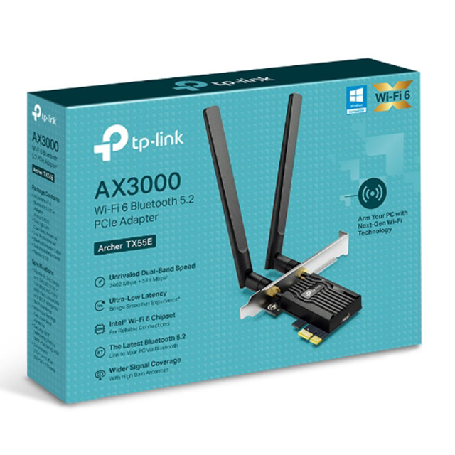 Tarjeta de Red PCI-Express Tp-Link Archer TX55E AX6000, Doble Banda 2.4Ghz, 5.0Ghz 