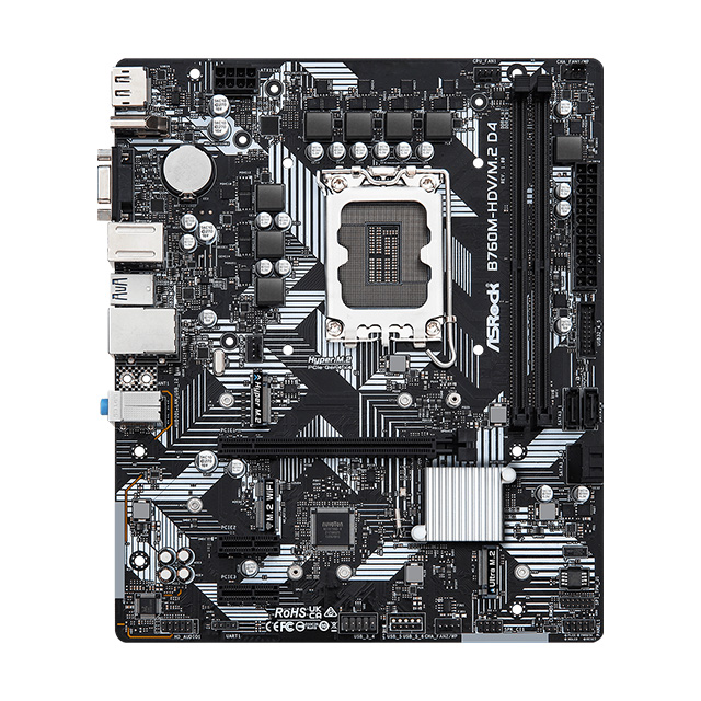 Tarjeta Madre ASRock B760M-HDV/M.2, 12th, 13th & 14th Gen Intel, Micro-ATX, LGA 1700, DDR4 5333Mhz, 1x M.2, PCIe 4.0