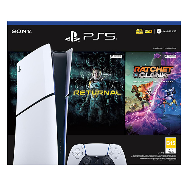 Consola Playstation 5 Slim + Pack con 2 juegos, Digital Edition, PS5 Slim, 1TB 