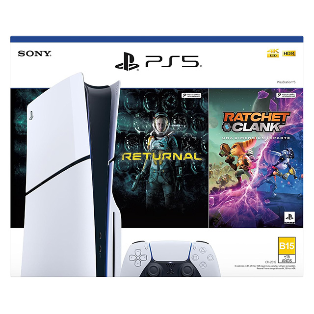 Consola Playstation 5 Slim + Pack con 2 juegos, Standard Edition, PS5 Slim, 1TB