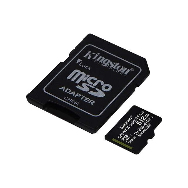 Memoria Micro SD Kingston Canvas Select Plus, 512GB, 100MB/seg Lectura, Velocidad de clase UHS-I, U3, V30, SDCS2/512GB