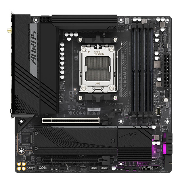 Tarjeta Madre Gigabyte B650M Aorus Elite AX, Micro ATX. AM5, DDR5 7600Mhz, x2 M.2, Wifi, Bluetooth