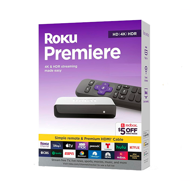 Streaming Player Roku Premiere 3920RW, 4K HDR, Wi-Fi, Incluye Cable HDMI