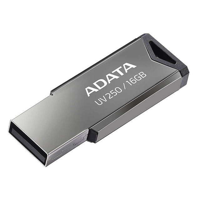 Memoria USB Adata UV250, 16GB, USB 2.0, Lectura 25MB/s, Escritura 10MB/s, Gris - AUV250-16G-RBK