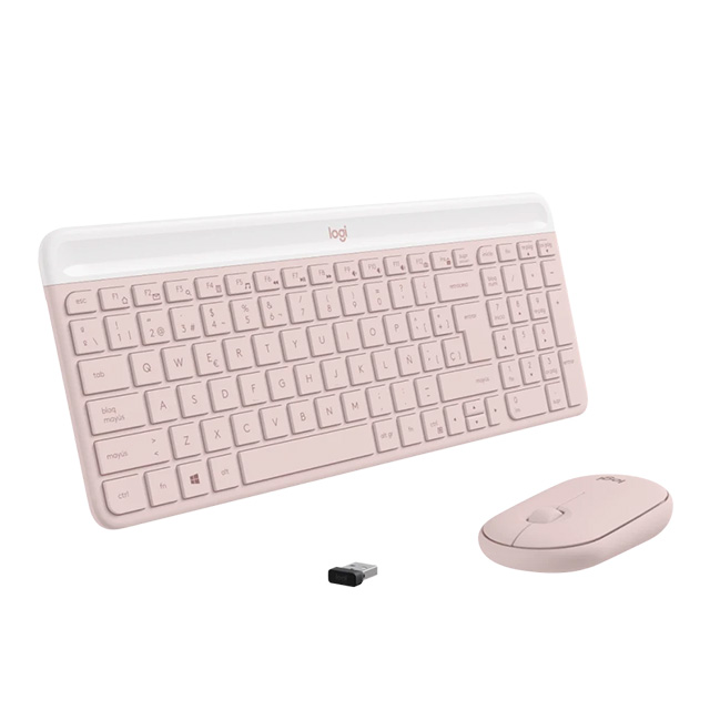 Combo de Teclado y Mouse Logitech MK470 Slim, Español, Inalámbrico, Rosado - 920-011312