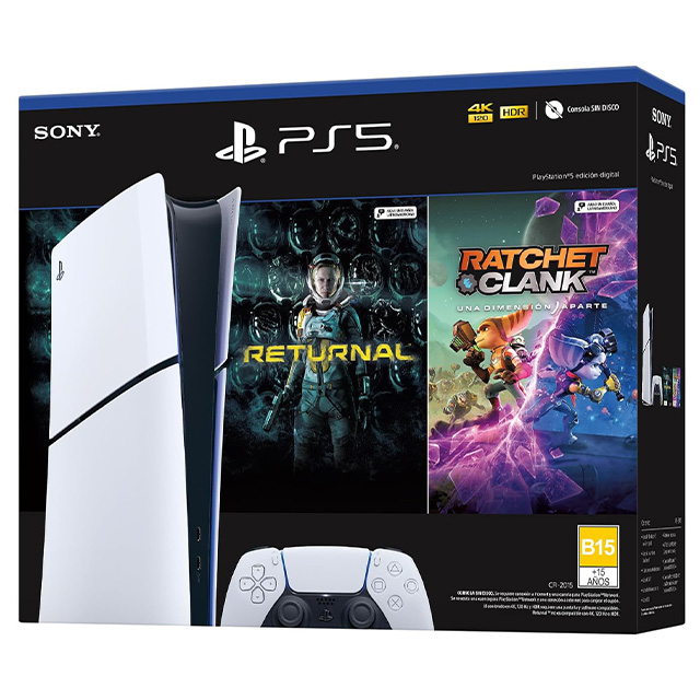 Consola Playstation 5 Slim + Pack con 2 juegos, Digital Edition, PS5 Slim, 1TB 