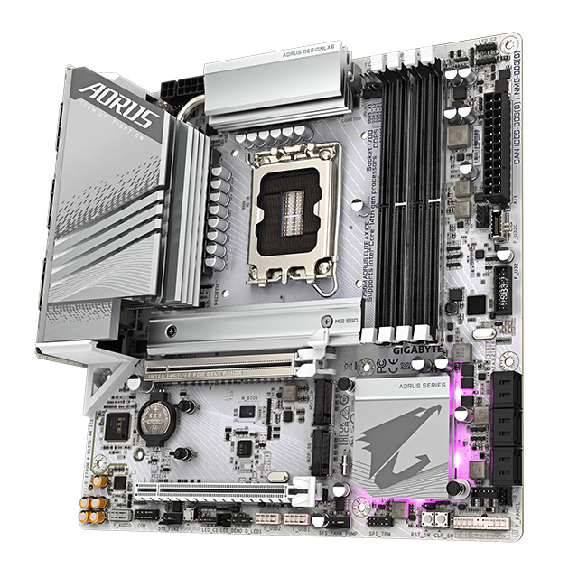  Tarjeta Madre Gigabyte Z790M Aorus Elite AX ICE, ATX,12th, 13th & 14th Gen , Socket LGA 1700, DDR5 7600Mhz OC, 3x M.2, Wi-Fi 6E, Bluetooth - Z790M-AORUS-ELITE-AX-ICE