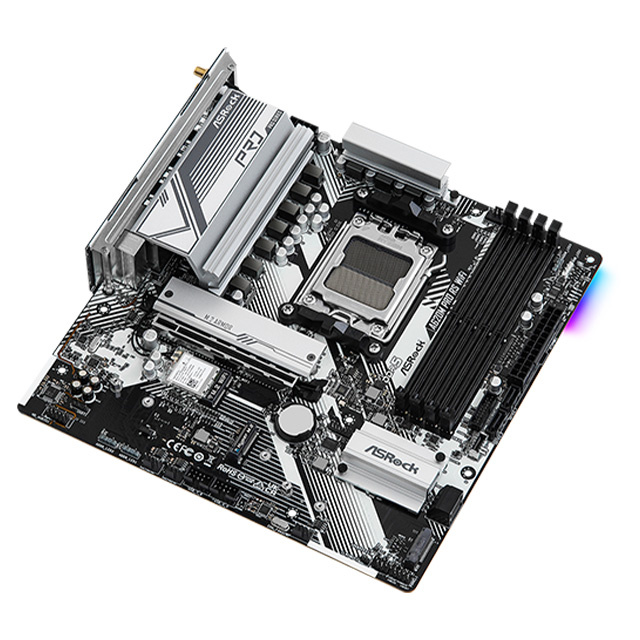 Tarjeta Madre ASRock A620M PRO RS WiFi, AM5, Micro-ATX, DDR5 7200Mhz, 3x M.2, PCIe 4.0