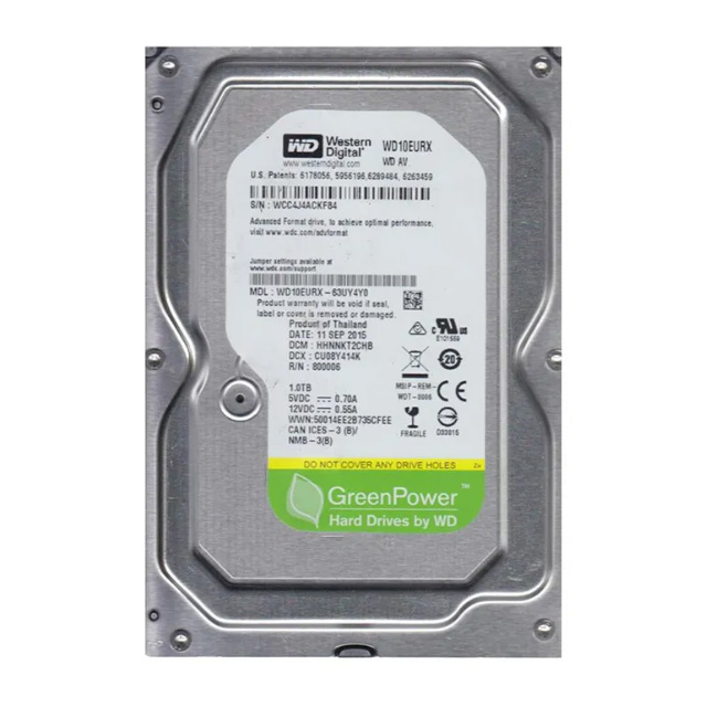 Disco Duro Western Digital 1TB SATA 3.5", HDD - WD10EURX-63UY4Y0