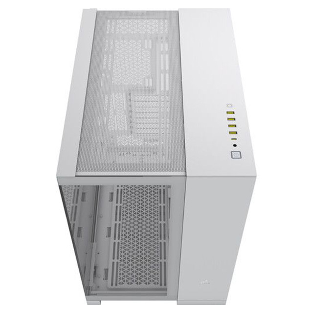 Gabinete Corsair 6500X, E-ATX, Cristal Templado Panoramico, Doble Camara, Compatible con BTF, Sin Ventiladores, Blanco - CC-9011258-WW