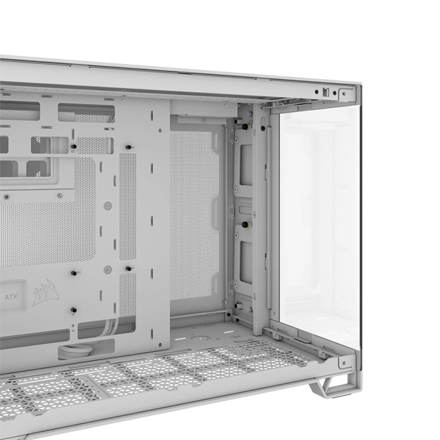 Gabinete Corsair 2500X, Micro-ATX, Cristal Templado Panoramico, Doble Camara, Compatible con BTF, Sin Ventiladores, Blanco - CC-9011266-WW