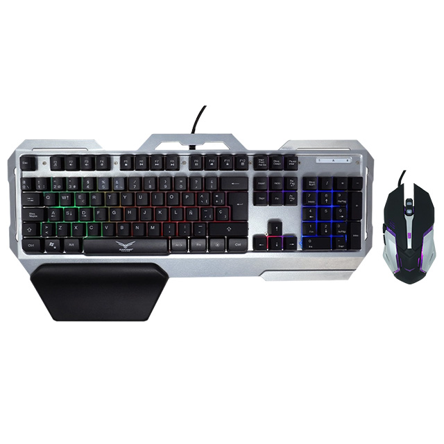 Combo de Teclado y Mouse Gamer Naceb NA-0911, Alámbrico, 3,200 DPI, Base metálica, Membrana, Español - NA-0911