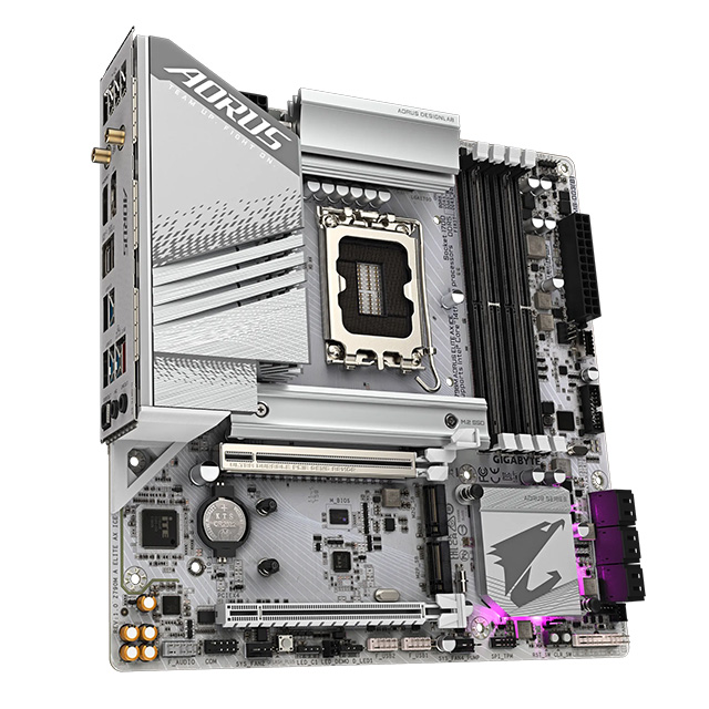  Tarjeta Madre Gigabyte Z790M Aorus Elite AX ICE, ATX,12th, 13th & 14th Gen , Socket LGA 1700, DDR5 7600Mhz OC, 3x M.2, Wi-Fi 6E, Bluetooth - Z790M-AORUS-ELITE-AX-ICE