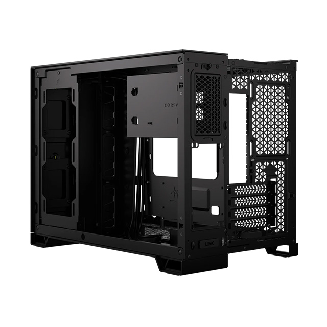 Gabinete Corsair 2500X, Micro-ATX, Cristal Templado Panoramico, Doble Camara, Compatible con BTF, Sin Ventiladores, Negro - CC-9011265-WW