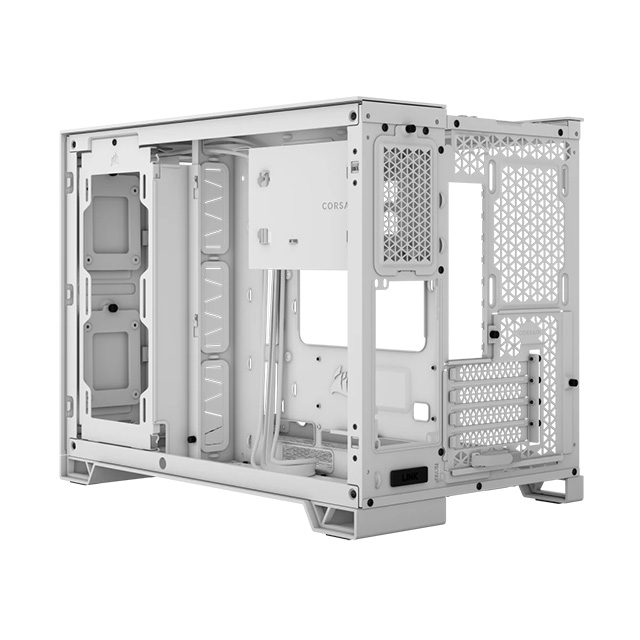 Gabinete Corsair 2500X, Micro-ATX, Cristal Templado Panoramico, Doble Camara, Compatible con BTF, Sin Ventiladores, Blanco - CC-9011266-WW