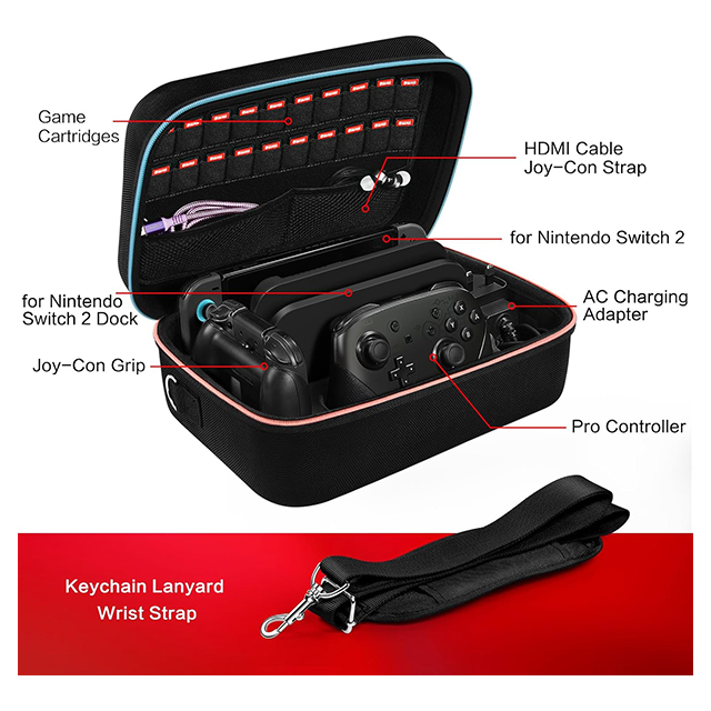 Funda ivoler para Nintendo Switch 2, Estuche Rígido Portátil de Transporte para Viaje