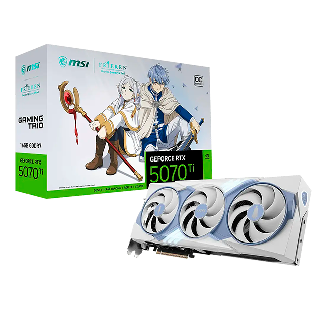 Tarjeta de Video MSI GeForce RTX 5070 Ti 16G FRIEREN EDITION OC, 16 GB GDDR7, PCIe 5.0, 256-bit, 3× DisplayPort 2.1b, HDMI 2.1b – 912-V531-682