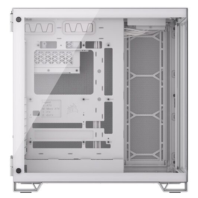 Gabinete Corsair 6500X, E-ATX, Cristal Templado Panoramico, Doble Camara, Compatible con BTF, Sin Ventiladores, Blanco - CC-9011258-WW