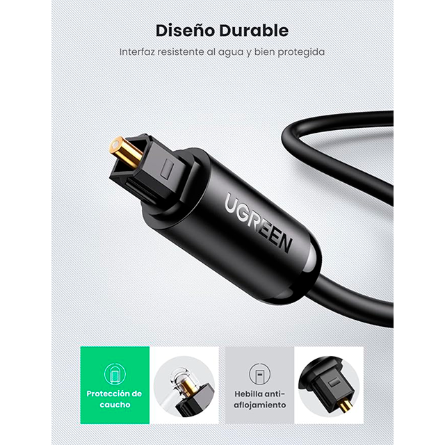 Cable Óptico de Audio Digital UGREEN Toslink SPDIF, Soporte Dolby DTS PCM 5.1, Fibra Óptica – 70892