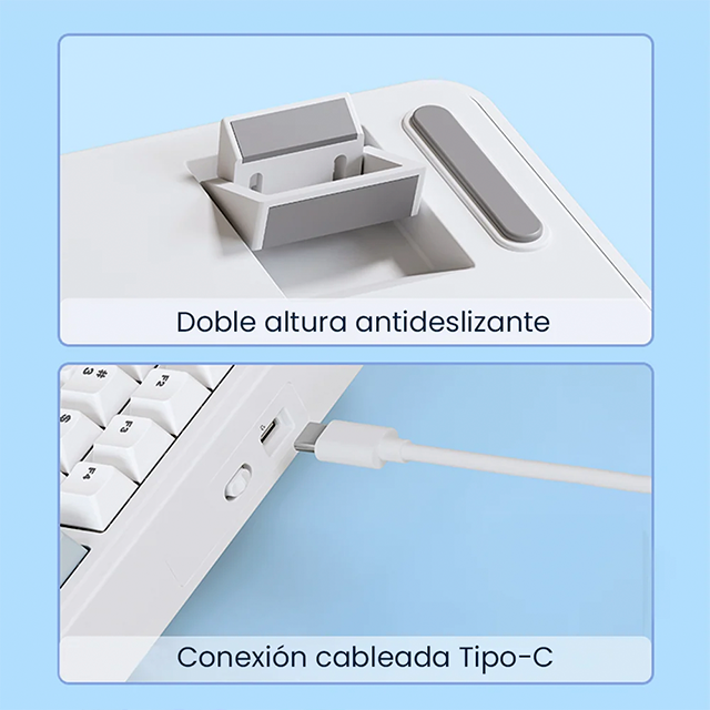 Teclado Mecánico Gamer AULA F75 Blanco, 75%, Blue Switch, Alámbrico USB-C, Gasket Mount, RGB – 8500-0009