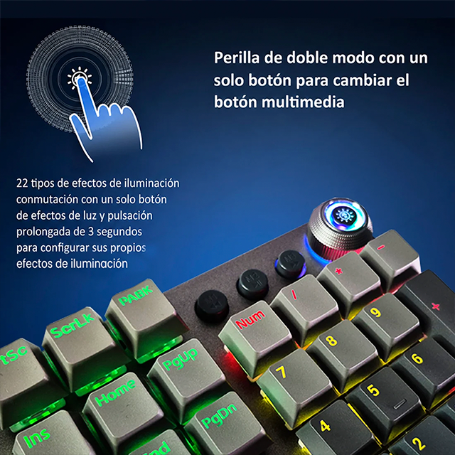 Teclado Mecánico AULA F2088 Air Black, 104 Teclas, Alámbrico USB-C, Reposamuñecas Removible, Perilla Multimedia, RGB – 8500-0070