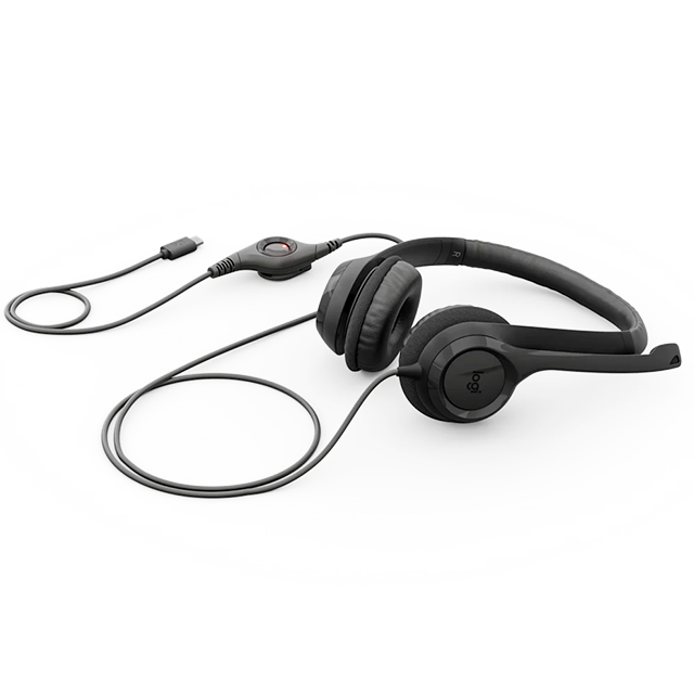 Diadema Logitech H390 USB-C, sonido estéreo, micrófono con cancelación de ruido, USB-C, Midnight Black – 981-001575
