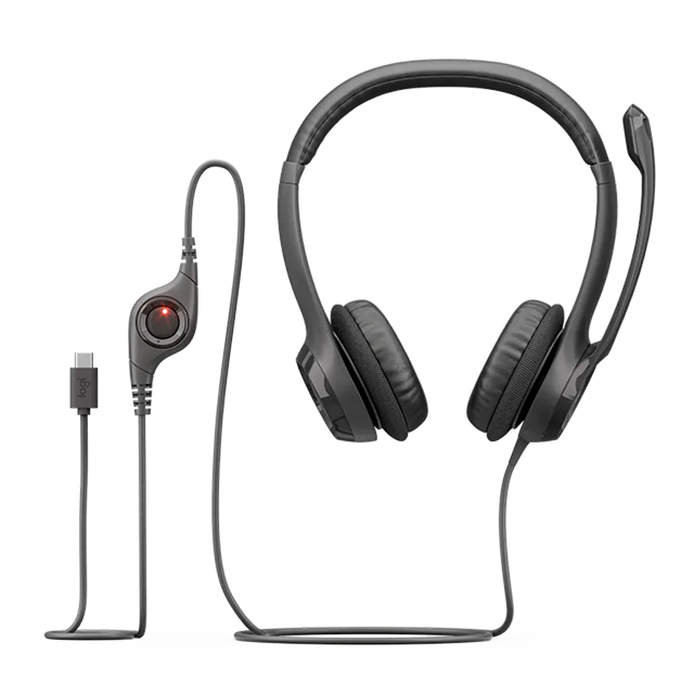 Diadema Logitech H390 USB-C, sonido estéreo, micrófono con cancelación de ruido, USB-C, Midnight Black – 981-001575