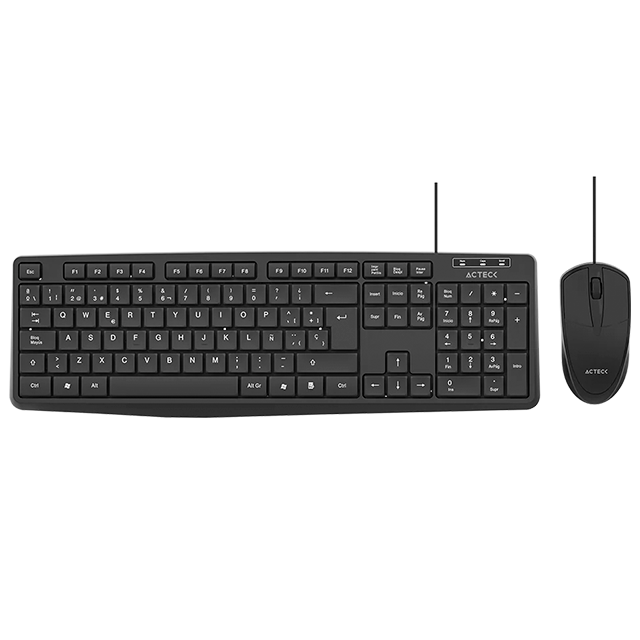 Kit Teclado y Mouse Alámbrico Acteck Creator MK210, USB, Teclado Estándar 105 Teclas, Mouse Óptico 1600 DPI, Negro – AC-928984