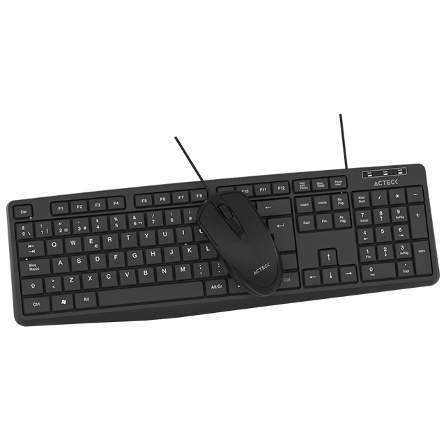 Kit Teclado y Mouse Alámbrico Acteck Creator MK210, USB, Teclado Estándar 105 Teclas, Mouse Óptico 1600 DPI, Negro – AC-928984