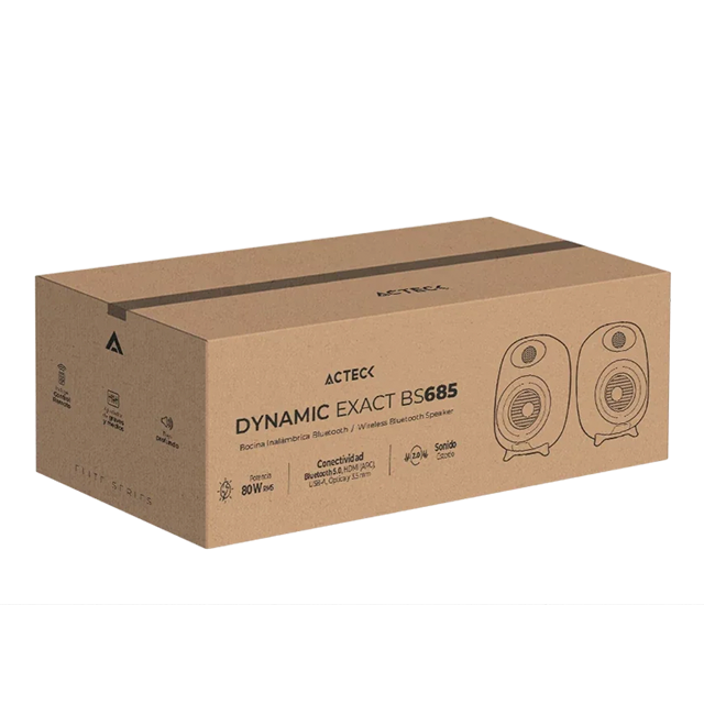 Bocinas Activas Acteck Dynamic Exact BS685, Estéreo 2.0, 80W RMS, Bluetooth 5.0, RCA, Óptico, HDMI ARC, USB-A, Negro – AC-935210
