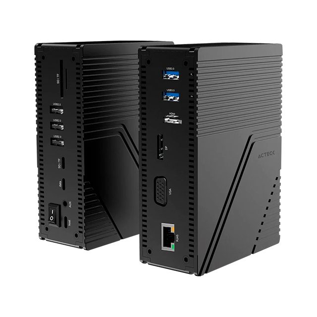 Docking Station Acteck Gate 14V DH696 14 en 1, USB-C, HDMI/DisplayPort/VGA, RJ45, PD 100W, SD/microSD, Negro – AC-937047