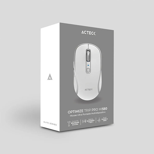 Mouse Acteck Optimize Trip Pro MI580, RF Inalámbrico/Bluetooth, Óptico, 1.600DPI, Recargable, Blanco - AC-939607