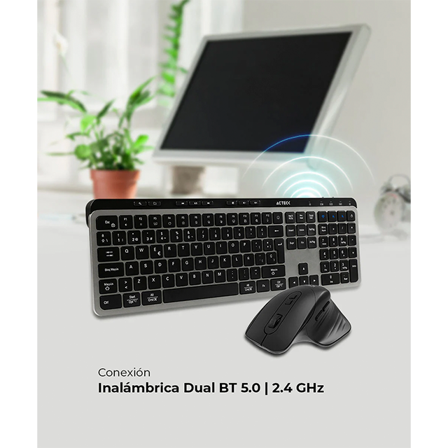 Combo de Teclado y Mouse Acteck Creator Krea MK755, RF Inalámbrico/Bluetooth, Negro, Español - AC-940160 