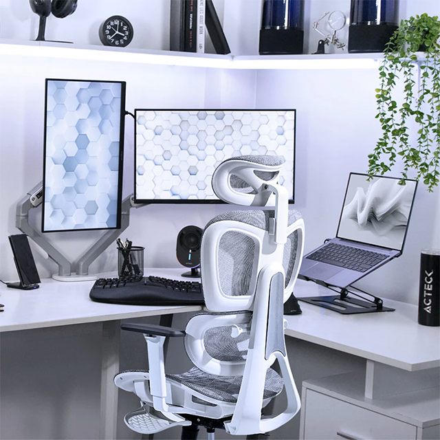 Silla de oficina Flux Pro EC757, ergonómica, malla, PP y nylon, pistón clase 4, elite blanco – AC-940276