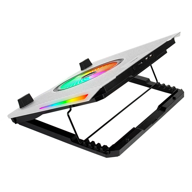 Base Enfriadora para Laptop Acteck Froost Epic BE670, hasta 15.6", 5 Ventiladores, RGB, 2× USB-A, Plata/Negro – AC-940764