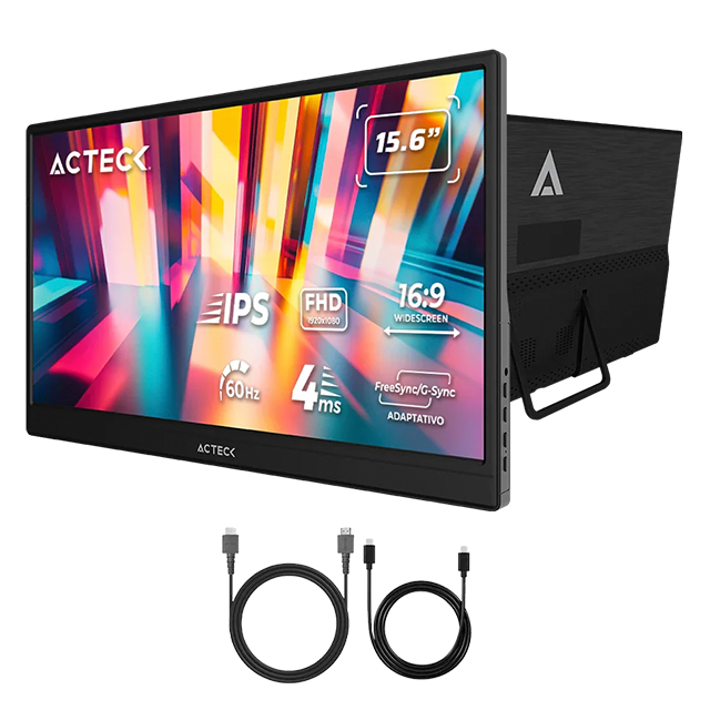Monitor Portátil Acteck LinkPad LP15Y, 15.6" LCD Full HD 1920x1080, 60Hz, Bocinas Integradas, USB-C/Mini HDMI - AC-943093
