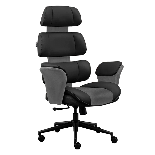 Silla de Oficina Luxor Ultra EC870, Piel PU Premium, Pistón Clase 3, Reclinable 135°, Negro/Gris – AC-943420