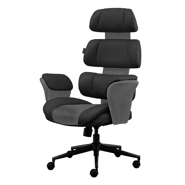 Silla de Oficina Luxor Ultra EC870, Piel PU Premium, Pistón Clase 3, Reclinable 135°, Negro/Gris – AC-943420