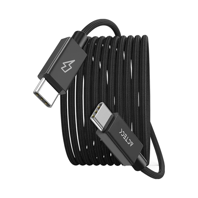 Cable USB-C a USB-C Acteck Lynx Ultra CC900-1, Thunderbolt 5, 80 Gbps, 240 W, 16K 60 Hz, 4K 240 Hz, 1 m, Titanio – AC-945080